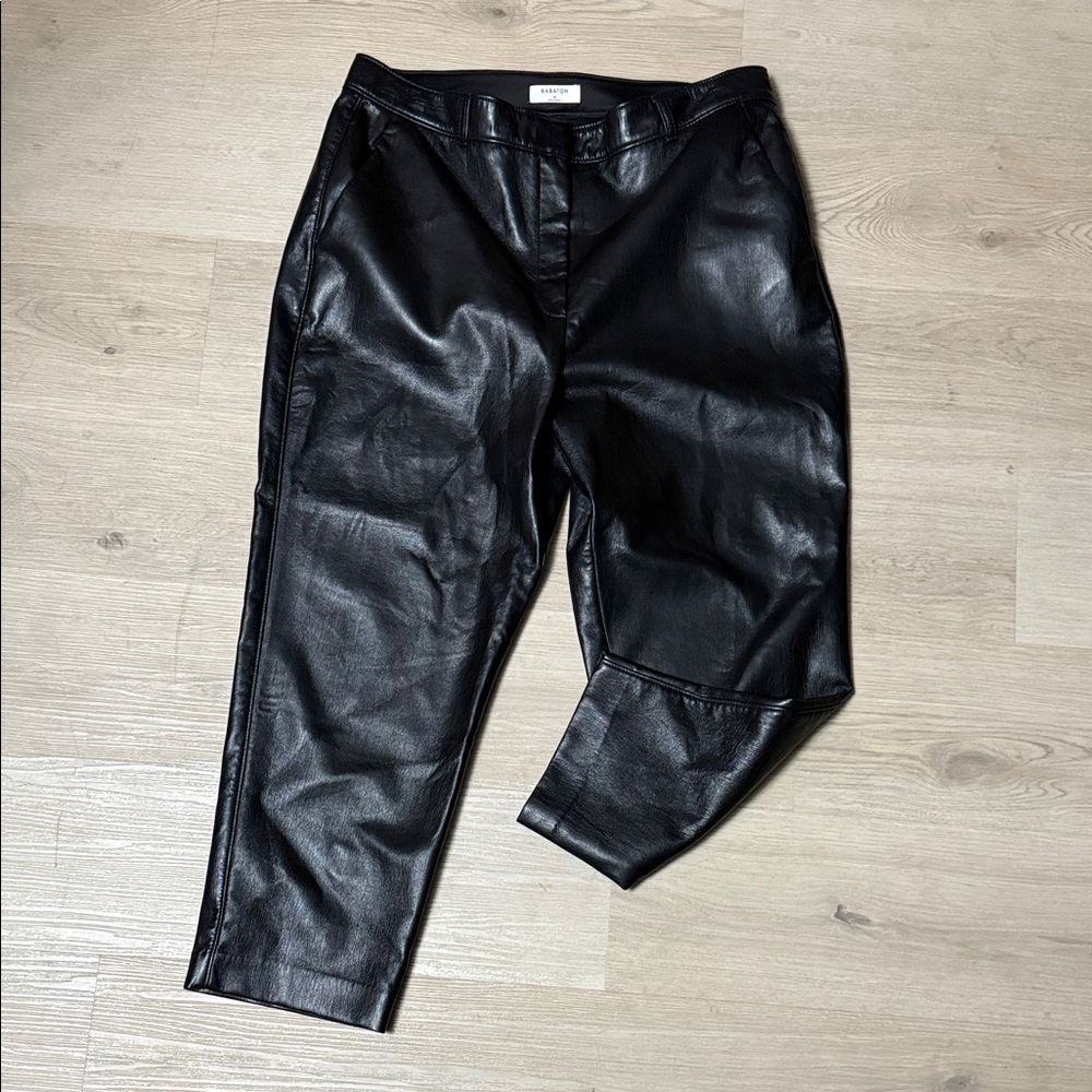 Babaton Aritzia Soft Butter Leather Pull On Black Straight Leg Pants